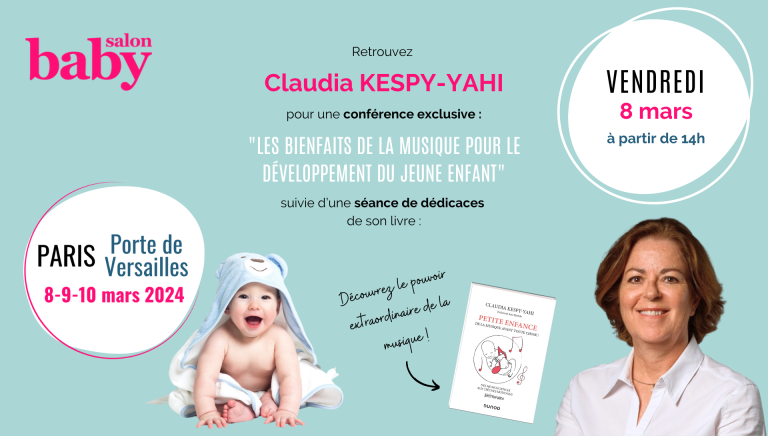 Retrouvez Claudia KESPY-YAHI pour une conférence exclusive : "Les bienfaits de la musique pour le développement du jeune enfant" suivie d’une séance de dédicaces de son livre.